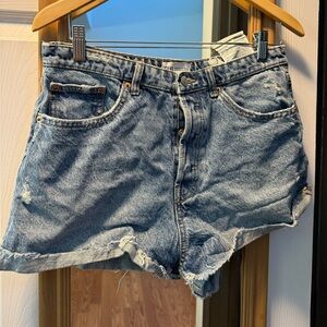 Zara Blue Jean Shorts Distressed High-Waisted